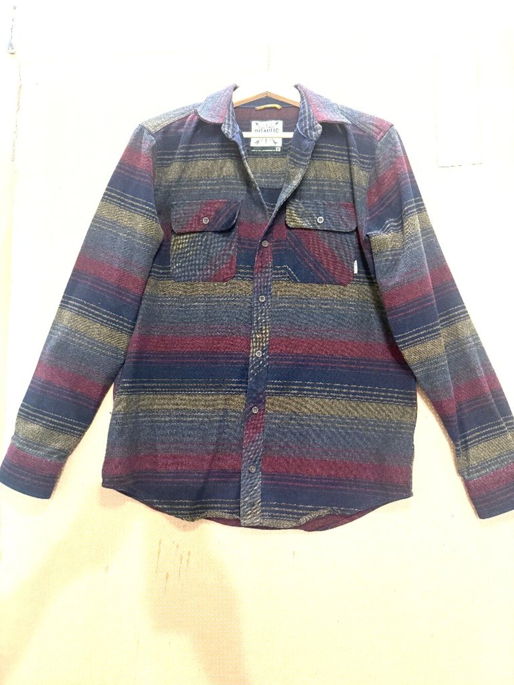 Dravus Men's Flannel Shirt Jacket – Horizontal Stripe Pattern size  men's medium